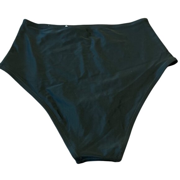 Aerie High Waisted Cheeky Bikini Bottoms M Black Nylon Elastane - Picture 2 of 4